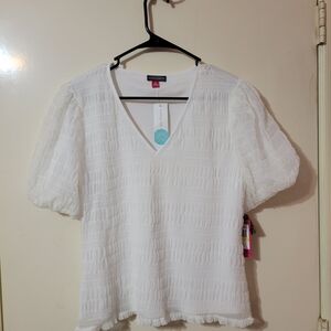 Vince Camuto White Puff Sleeve Blouse